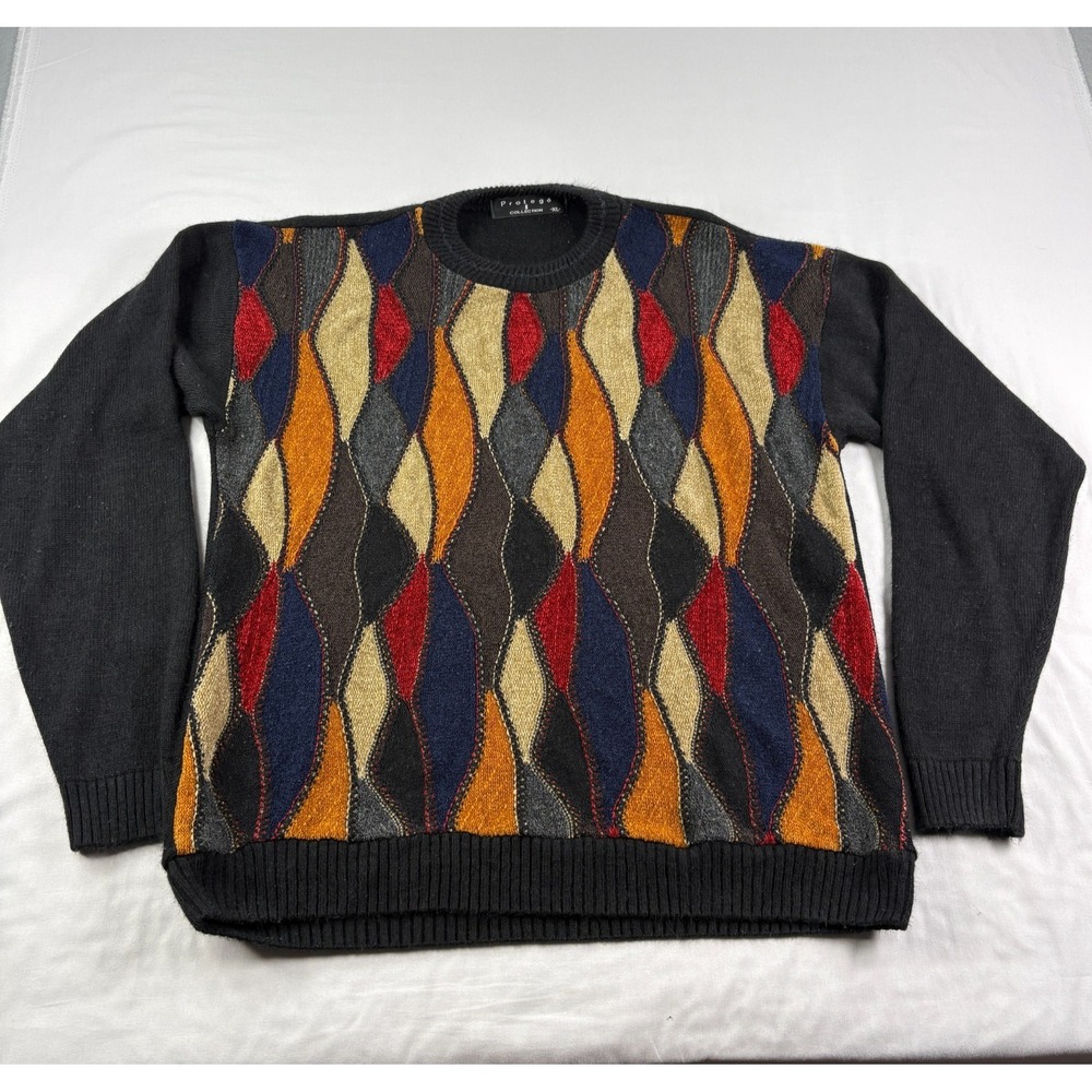 Vintage Protege Sweater Mens XL Acrylic Geometric Knit Grandpa 90s USA Made